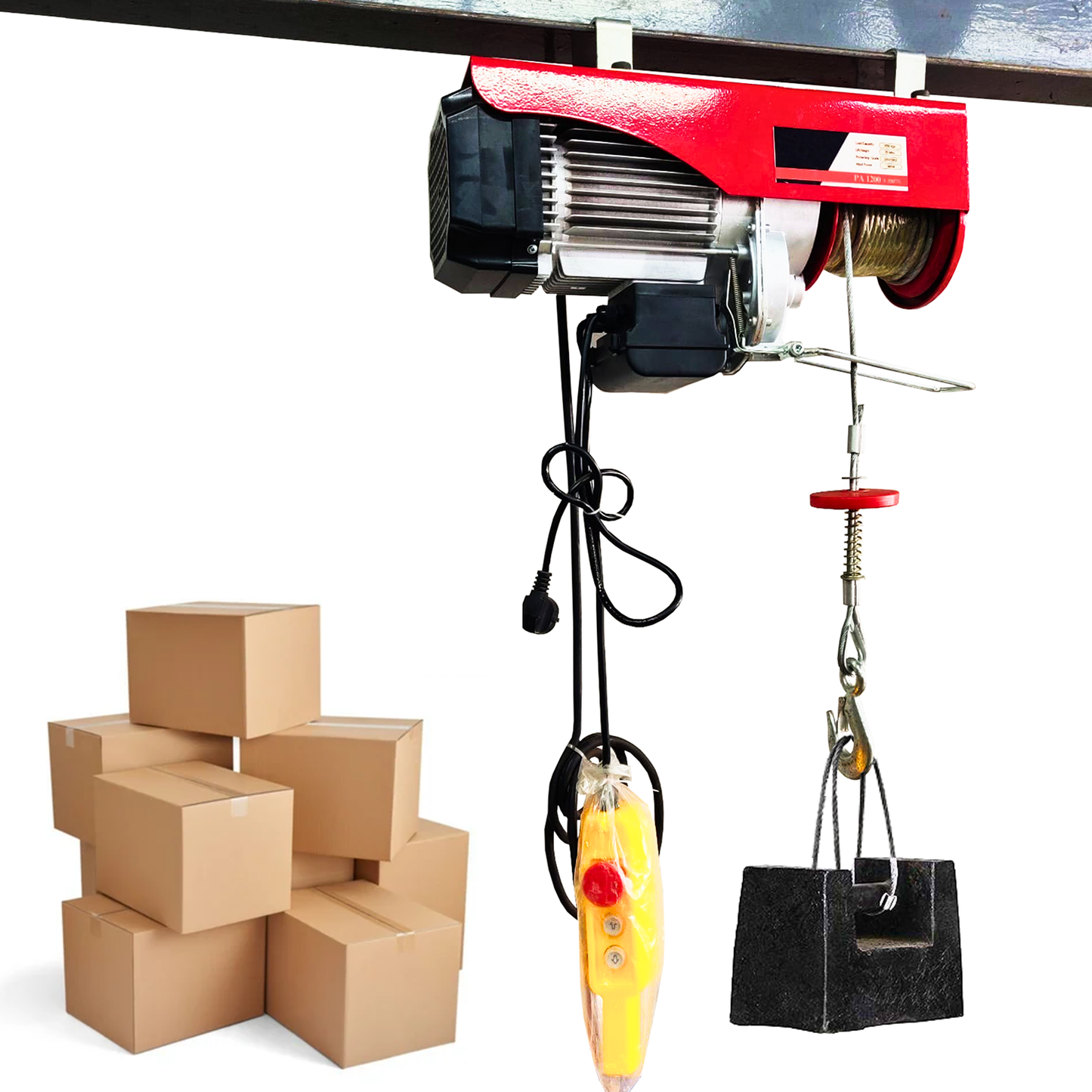 SWADESI KRAFTS 1.5hp PA 500kg 20 meter Mini Electric Hoist Material Handling With Copper Motor Single Phase | Winch Construction Mini Hoist Motor (Without Trolley)