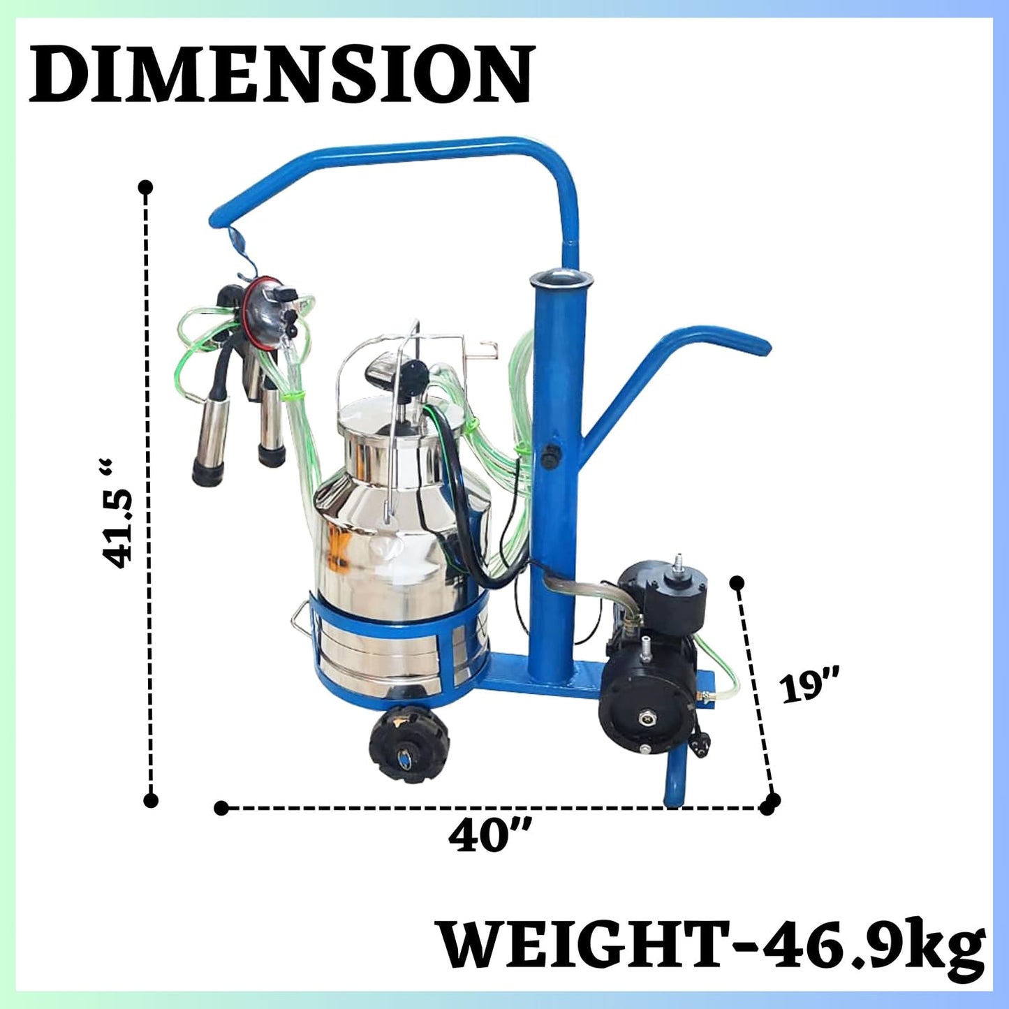SWADESI KRAFTS 300LPM Buffalo & Cow Milking Machine for Cow Dairy with 1hp Motor (1 Cow Milking 4-5 Minutes) (Compatible with All Cow & Buffalos)