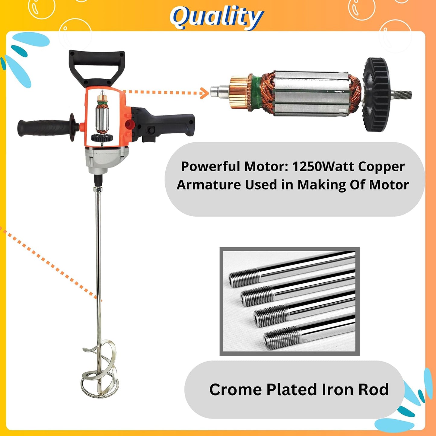 Swadesi krafts putty mixer machine blends mixture quickly and removes lumps paint mixer for painter, 1250 watt copper winded motor paint mixing A3 (Putty Mixing Machine)