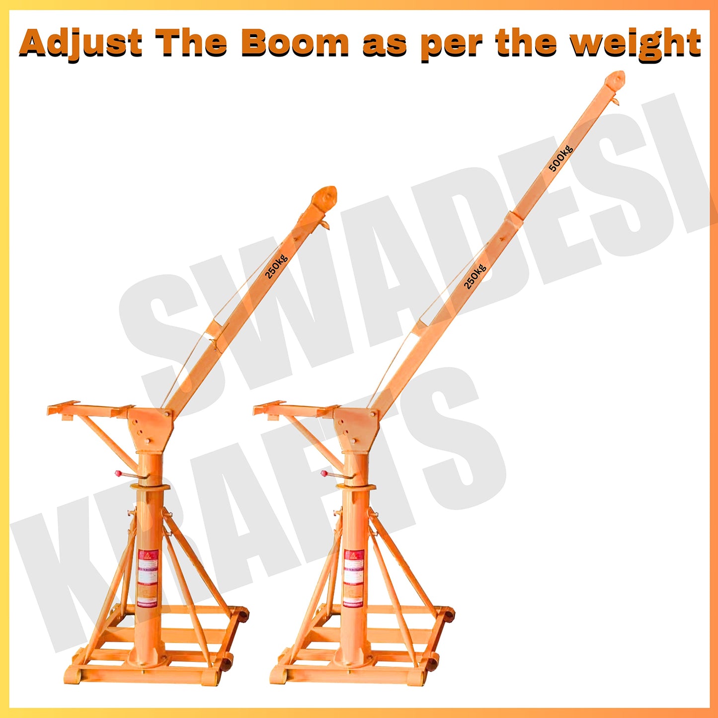 SWADESI KRAFTS Electric Mini Lifting Crane with 4HP Electric Motor with 2 Trolly | 8mm Wire Thickness | 40 Meter Length of the Wire and 57kg with 360 Adjustable Frame | Mini Crane Scale 500kg