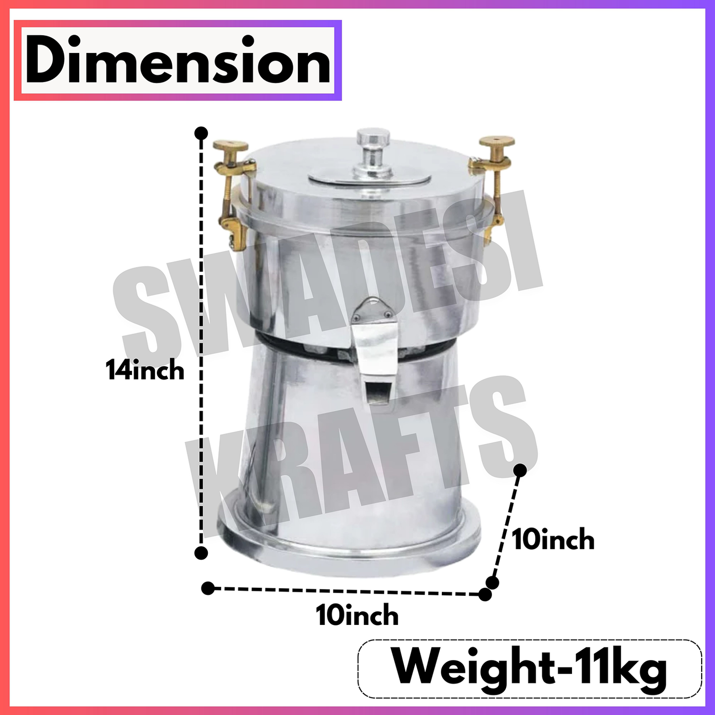 SWADESI KRAFTS Aluminium Carrot Juicer Machine Electric With 0.16-Hp Motor | Vegetable Juicer Machine For Home Capacity Is 2 Glass/Batch (small)