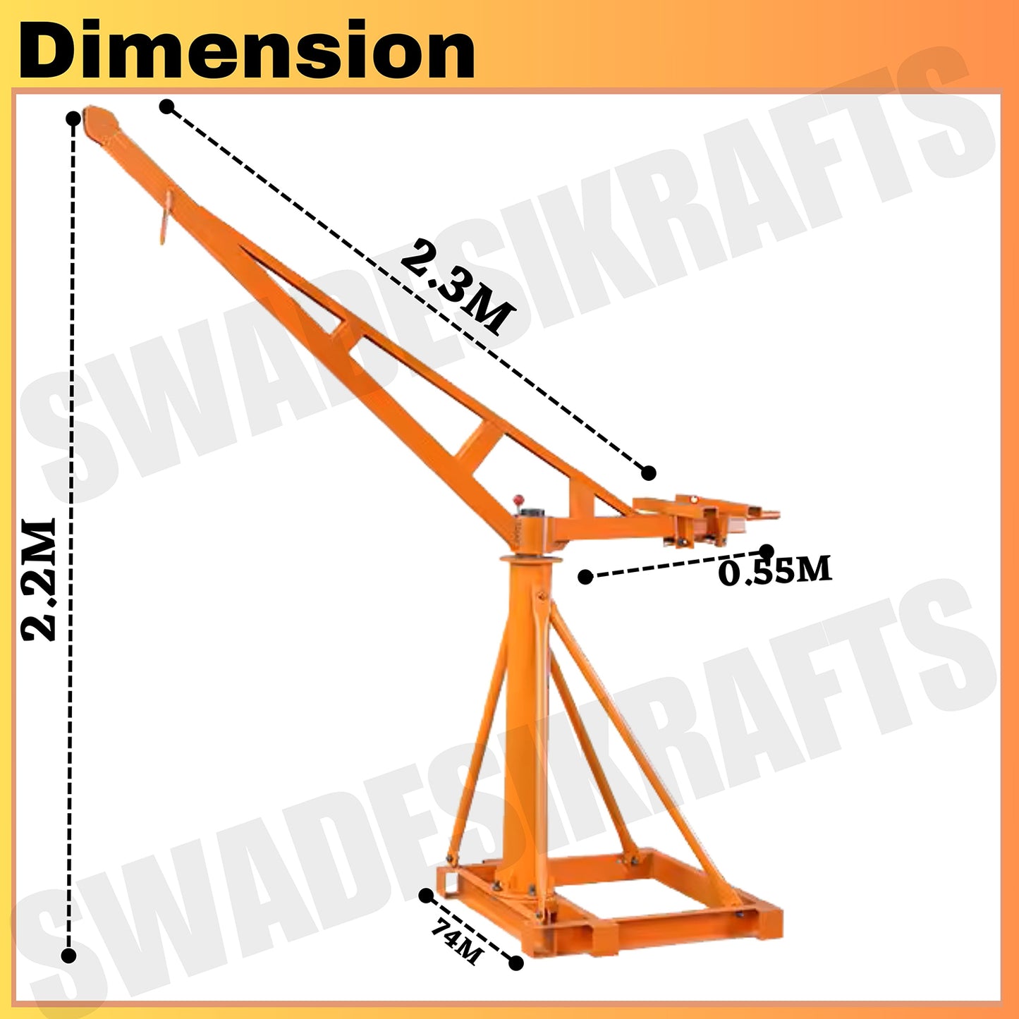 SWADESI KRAFTS Electric Mini Lifting Crane with 4HP Electric Motor & Single Trolly | 8mm Wire Thickness | 40 Meter Length of the Wire and 45-50kg Frame | Mini Crane Scale 500kg