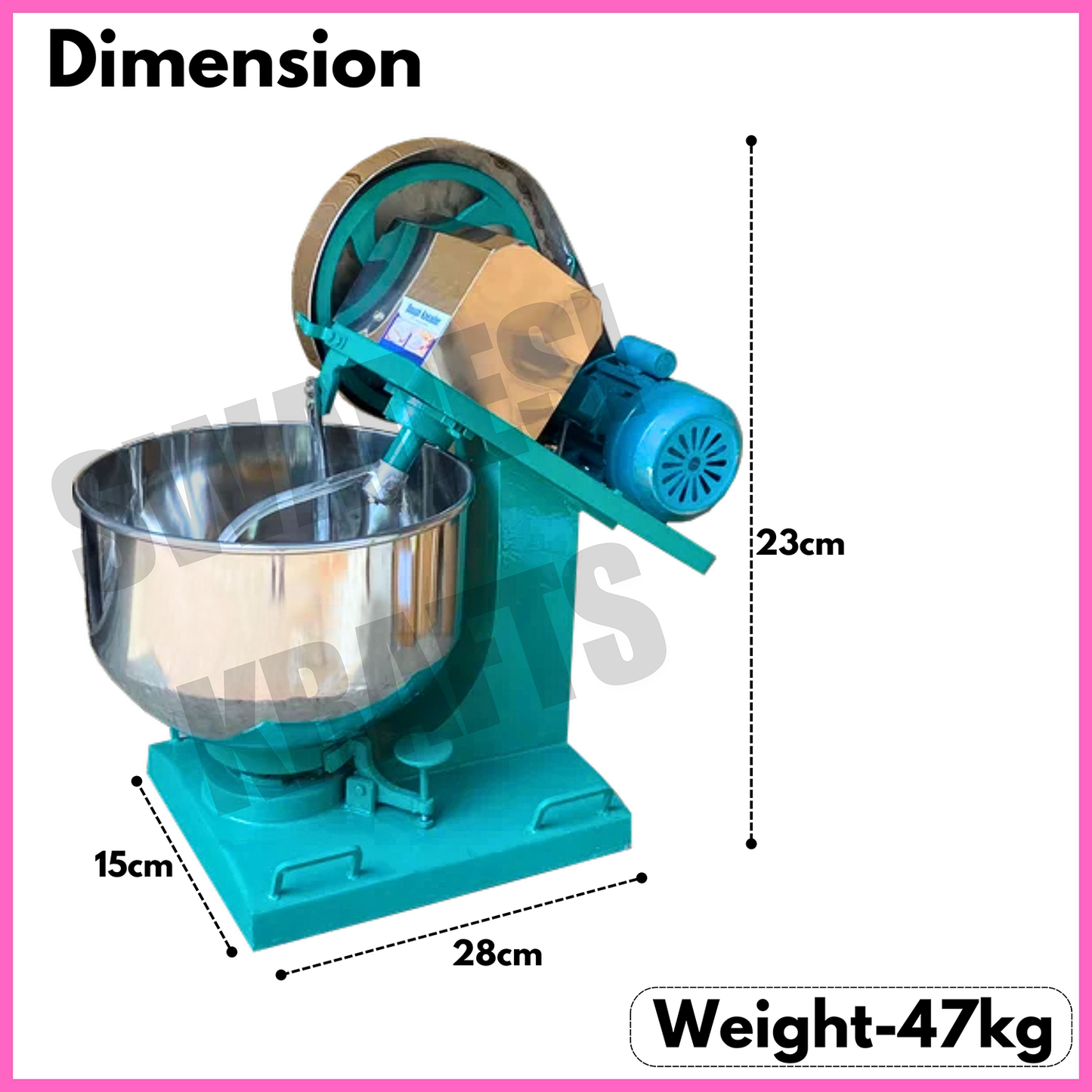 SWADESI KRAFTS 5kg Dough Kneader Machine Electric With 0.5hp Motor | Stainless Steel Atta Maker Machine Bowl (1.5mm) suitable for Besan atta, Maida, other Besan products A4