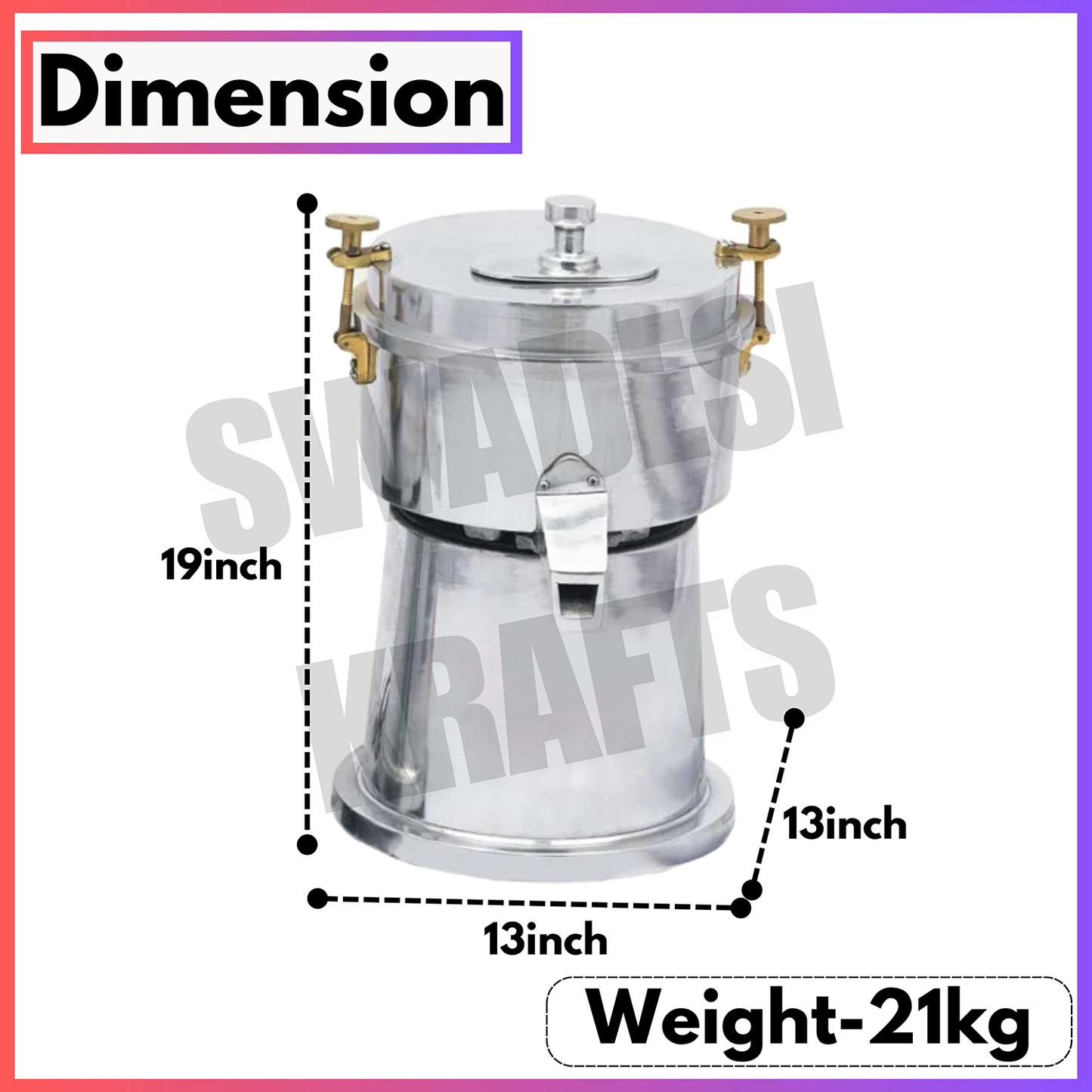 SWADESI KRAFTS Aluminium Carrot Juicer Machine Electric With 0.5-Hp Motor | Vegetable Juicer Machine For Home Capacity Is 8 Glass/Batch (big)