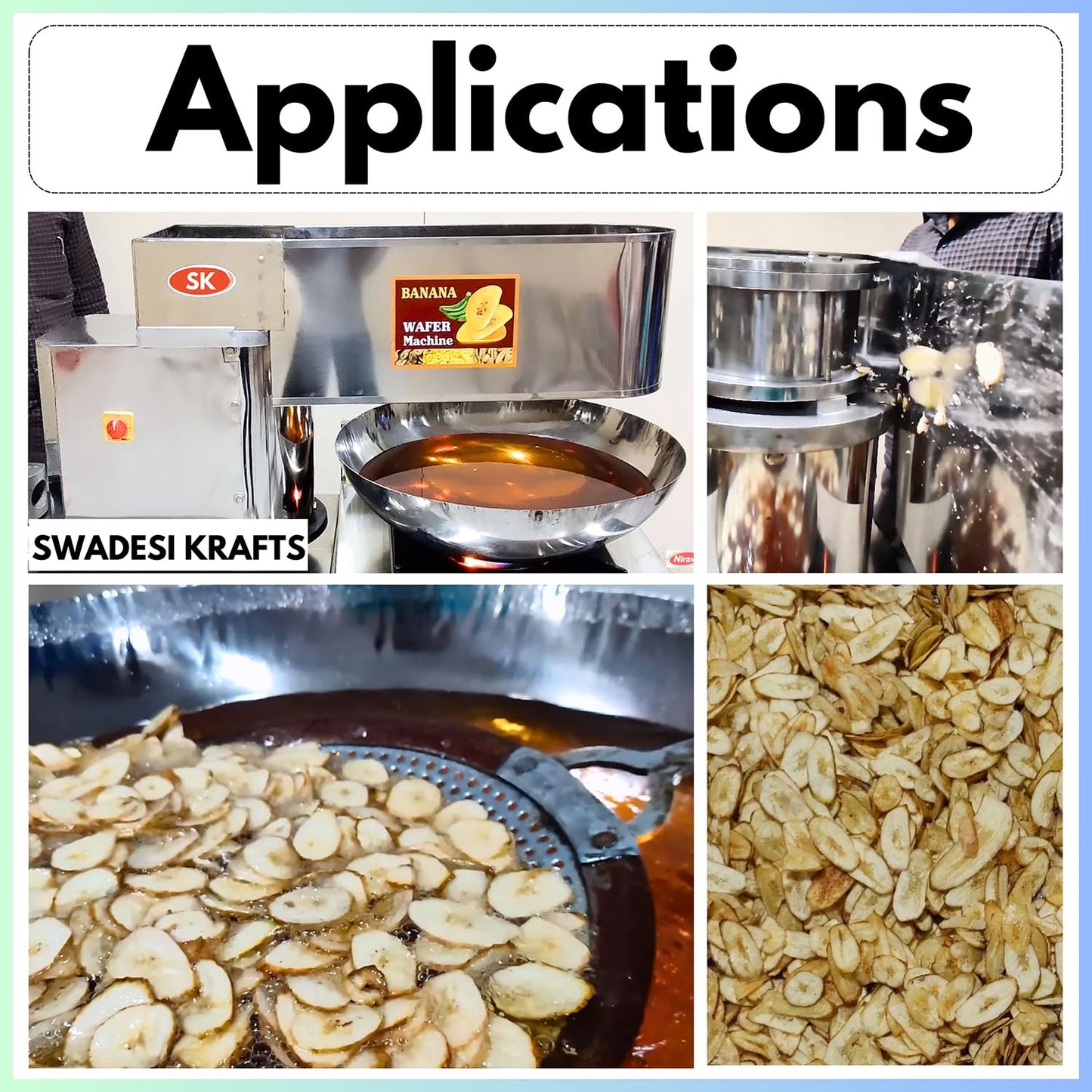 SWADESI KRAFTS Automatic Banana Slicer Machine for Chips | Stainless Steel Banana Chips Cutter Machine Electric Comes with 1HP Motor & 3 Die (ROUND, OVEL, & PATA) A3