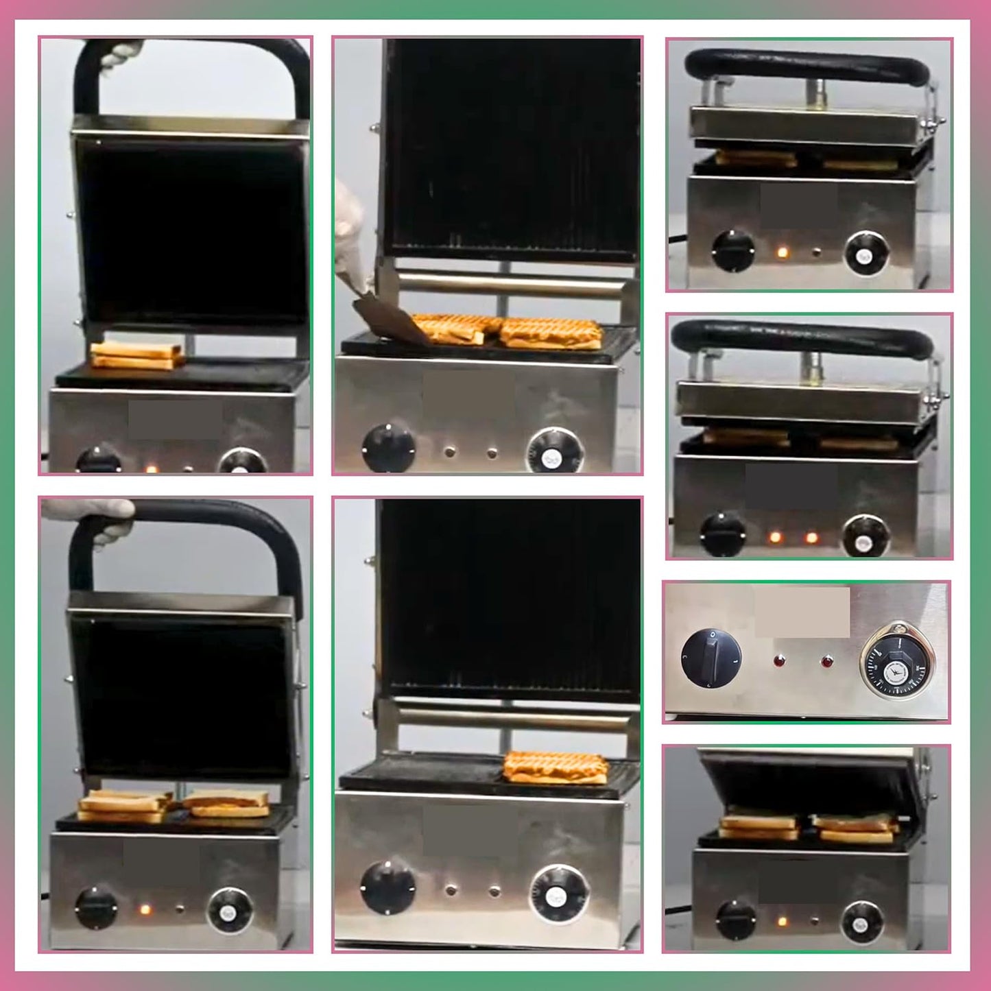 SWADESI KRAFTS Stainless Steel 202 Single Sandwich Griller 1100-Watt 2 Heater| Sandwich Grill Machine 11”X12” Inch 4pcs Sandwich |Size 18”X14”X10” Inch (LXWXH)