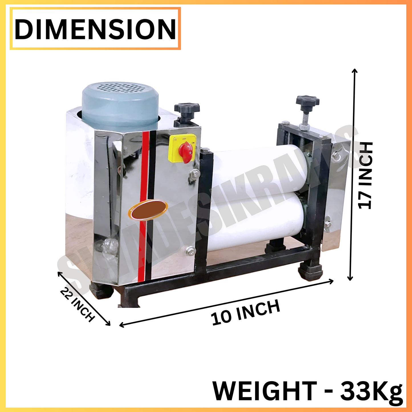 SWADESI KRAFTS Samosa Patti Machine with 0.25hp Motor & 2 Nonstick Roller| Momo Patti Machine Used in Hotel Restaurant for Making Samosa, Momos Kachori Gujia Sheet