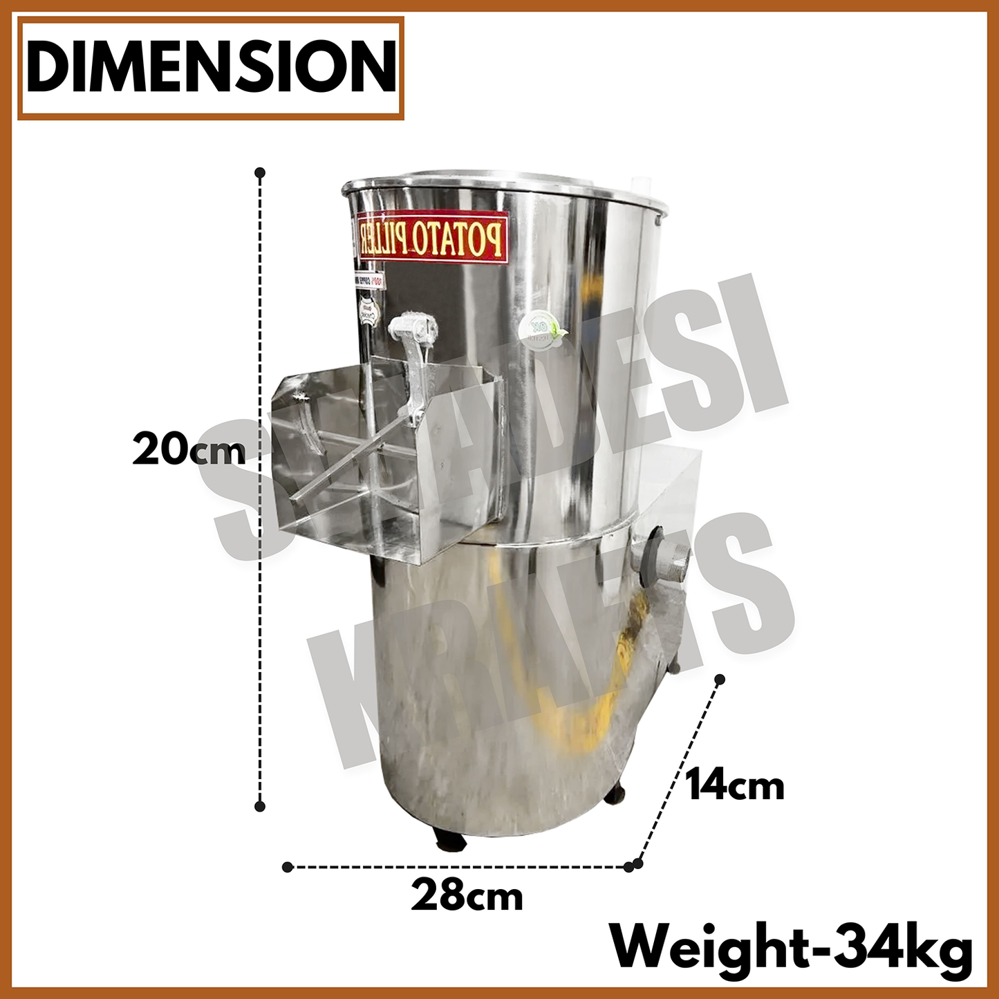 SWADESI KRAFTS 5KG Automatic Potato Peeler Machine Electric Comes with 0.5-HP Motor Peel Potatoes, Beet Roots | Electric Peller for Vegetable Capacity 100-150kg/HR. A2