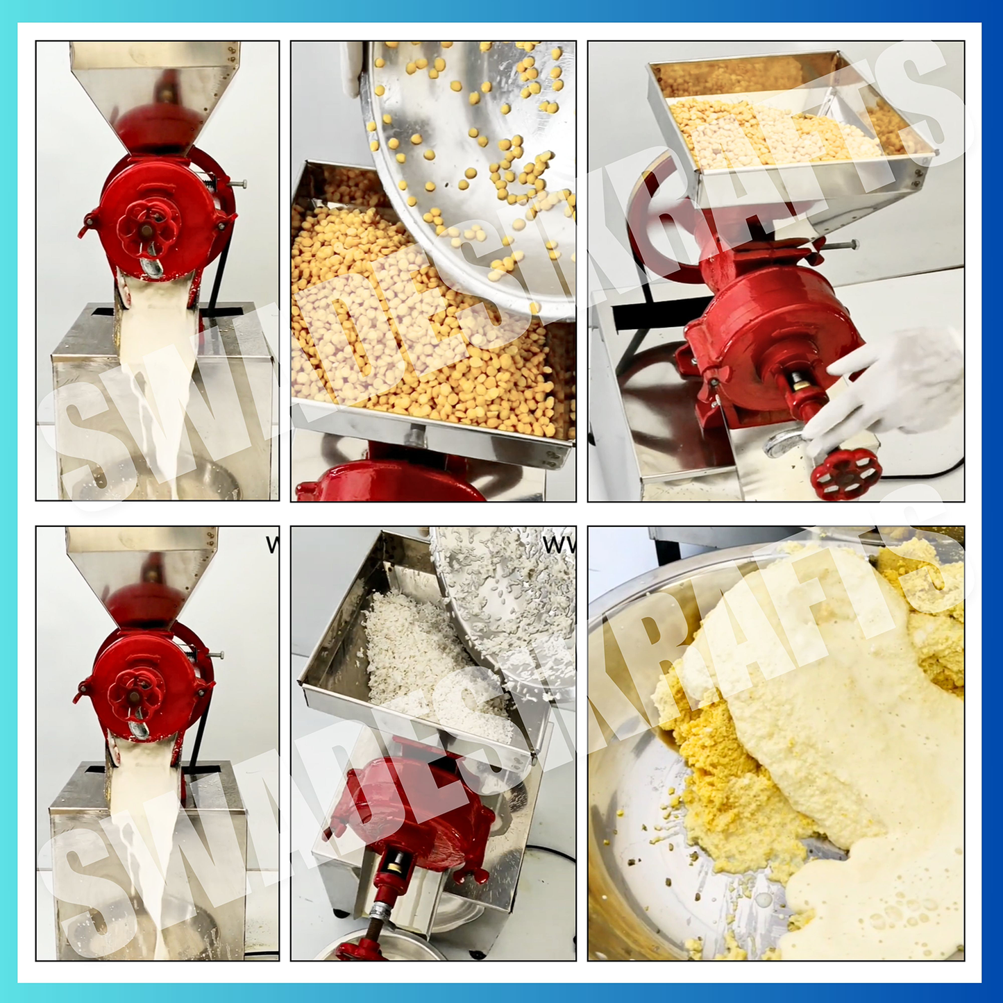 SWADESI KRAFTS Stainless Steel Kaiju Paste Making Machine with 3 HP Motor| Wet DAL Grinder Machine Capacity 50-70Kg Depend on Material Used to Make Thick Paste
