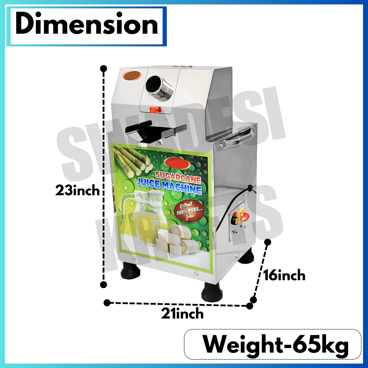 SWADESI KRAFTS Automatic Sugarcane Juicer Machine With 1hp Motor Single Phase | Sugarcane Squeezer for Commercial Use Capacity Is 300 Glass/Hr.A1