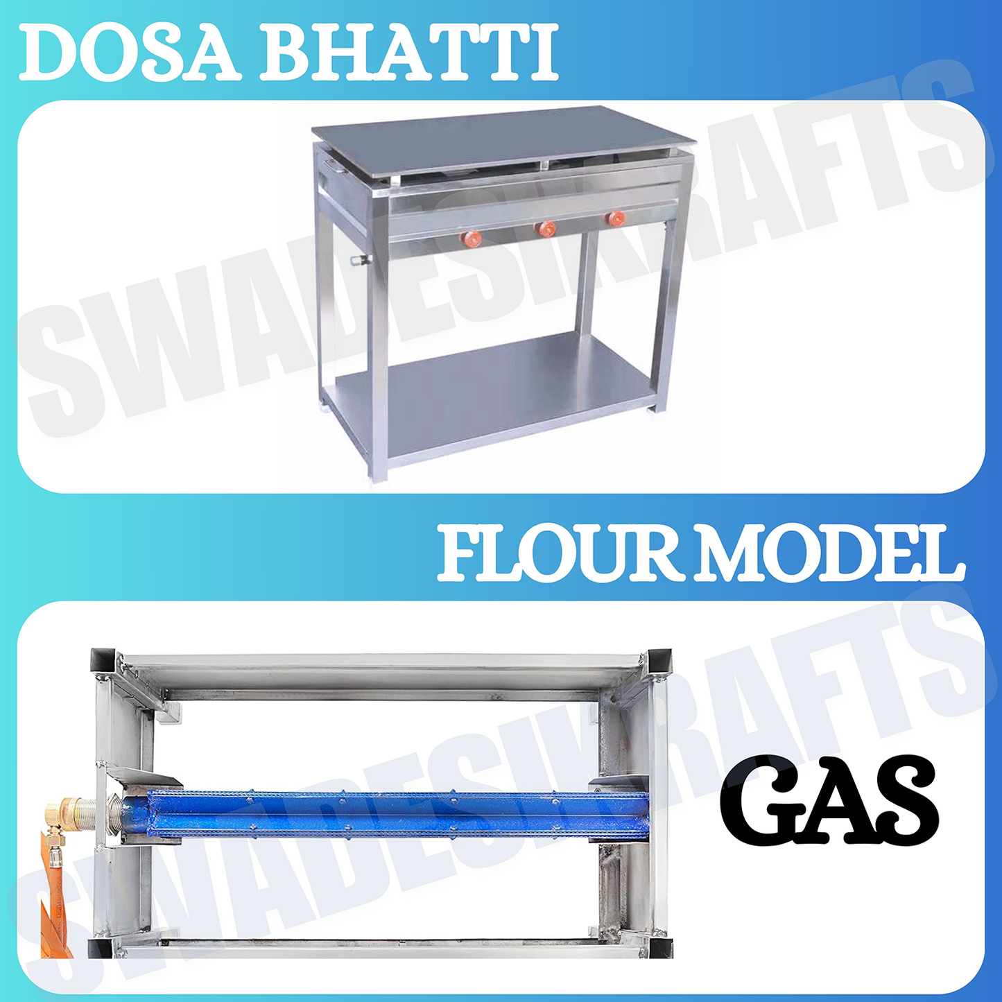SWADESI KRAFTS Dosa Bhatti Stainless Steel Body with Plate Size 24"X36"X32" and Weight 60Kg for Making Dosa.