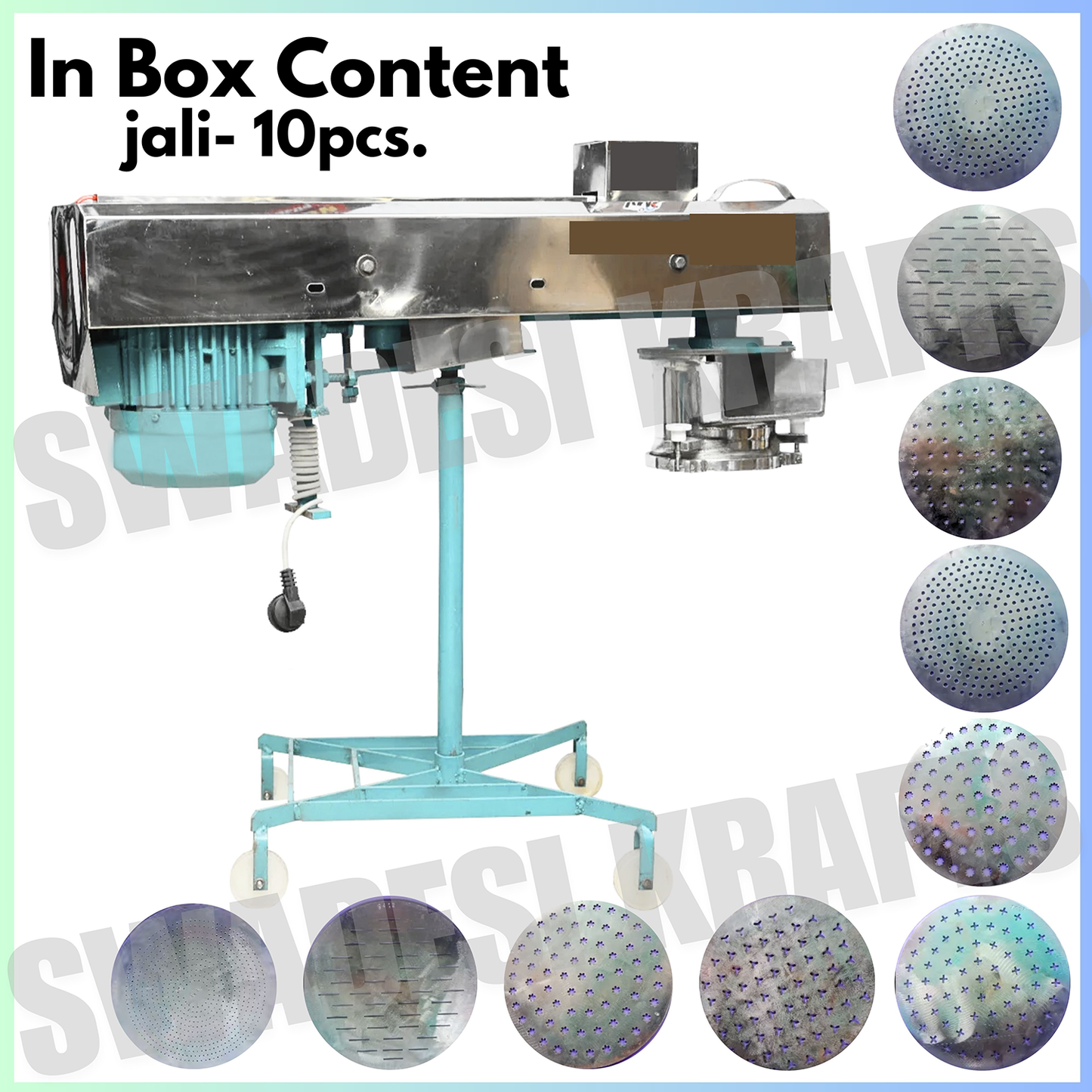 SWADESI KRAFTS Namkeen Making Machine for Business 7 inch Diemeter | Sev Maker Machine Electric Capacity 60-70kg/HR | Copper Motor 0.5HP 1440Rpm A1