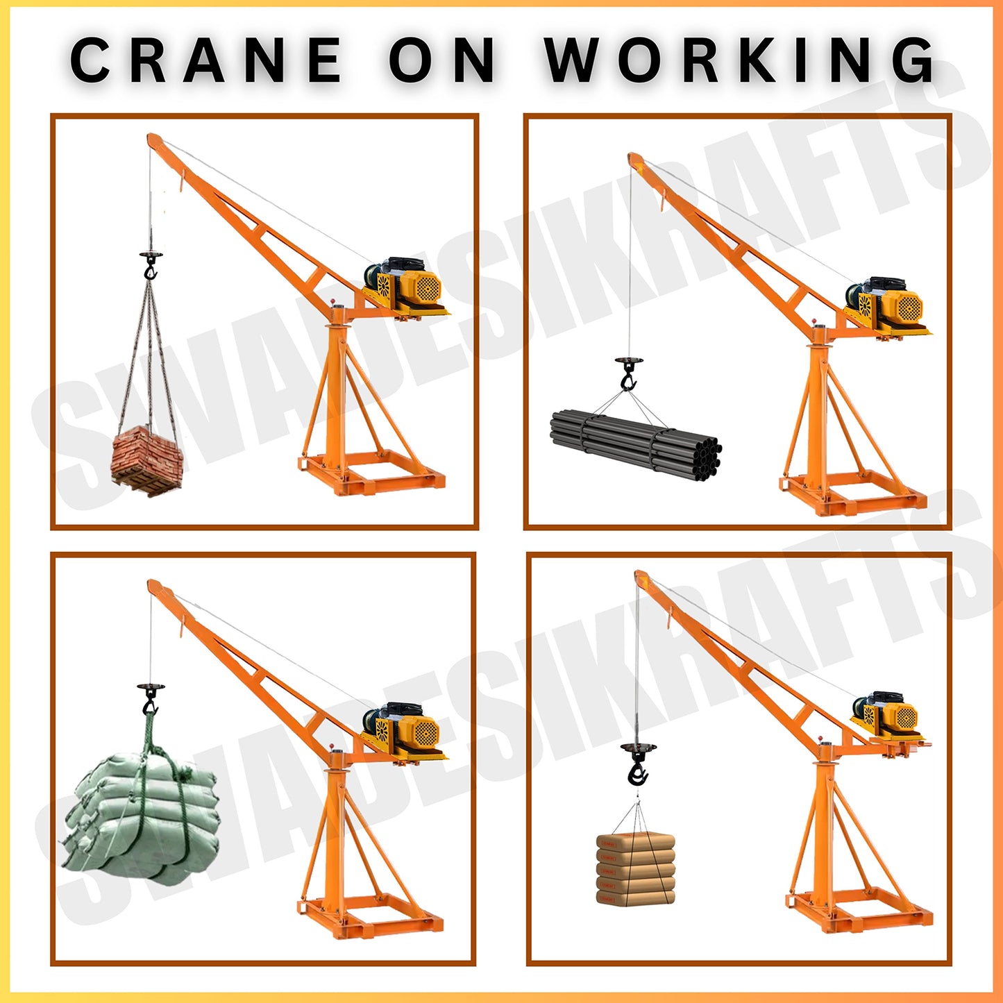 SWADESI KRAFTS Electric Mini Lifting Crane with 4HP Electric Motor & Single Trolly | 8mm Wire Thickness | 40 Meter Length of the Wire and 45-50kg Frame | Mini Crane Scale 500kg