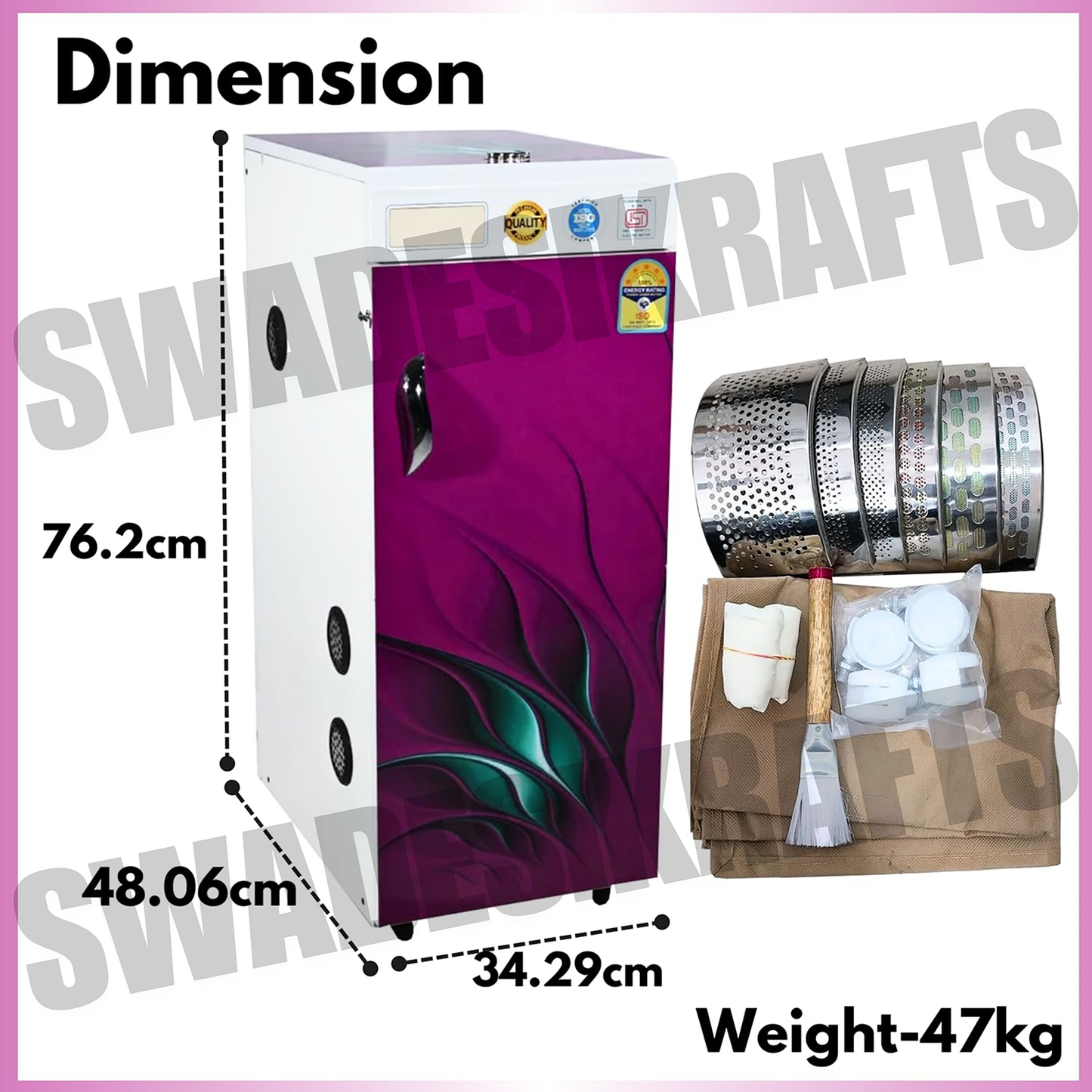 SWADESI KRAFTS Automatic Domestic Flour Mill Machine for Business with 1hp Motor | Atta Chakki for Home Capacity is 8-12kg/Hr