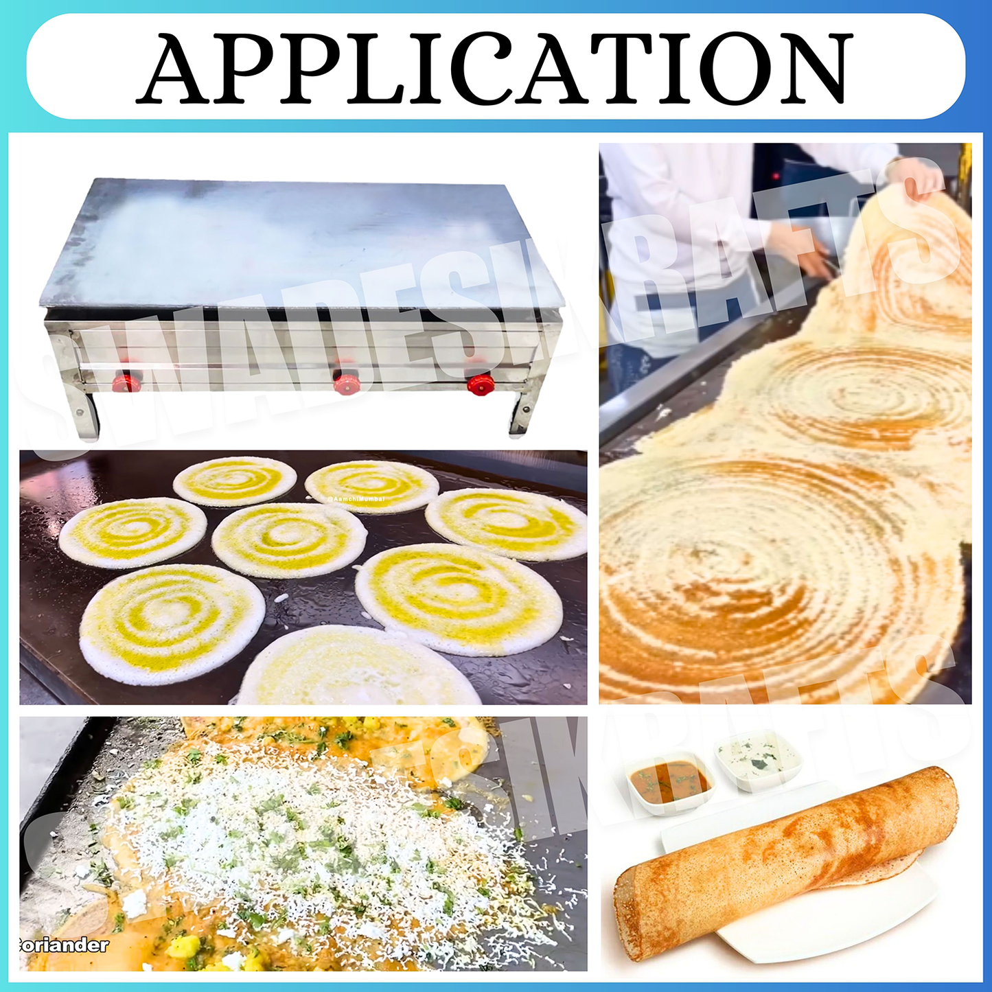 SWADESI KRAFTS Dosa Bhatti Stainless Steel Body With Plate Size 18"X36"X12" And Weight 41Kg For Making Dosa.