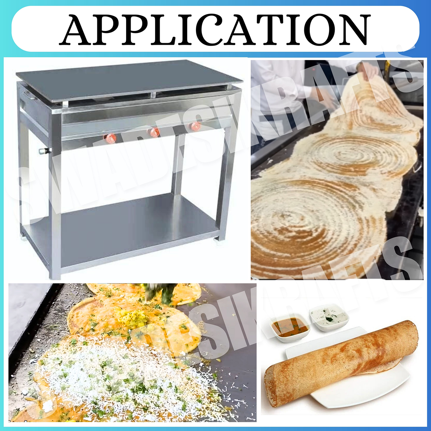 SWADESI KRAFTS Dosa Bhatti Stainless Steel Body With Plate Size 24"X48"X32" And Weight 73Kg For Making Dosa.