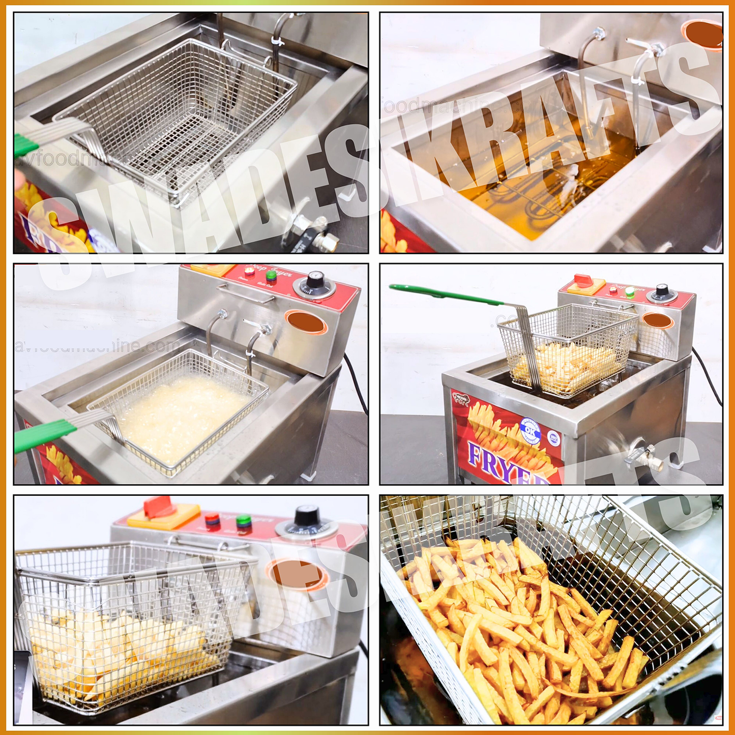 Swadesi Krafts Deep Fryer Machine Stainless Steel 202 Body With 3000-Watt Heater Automatic Deep Fryer Size 27”X16.5”X19” Inch (LXWXH) Used for Fry Samosa, French Fry, Bhature Etc