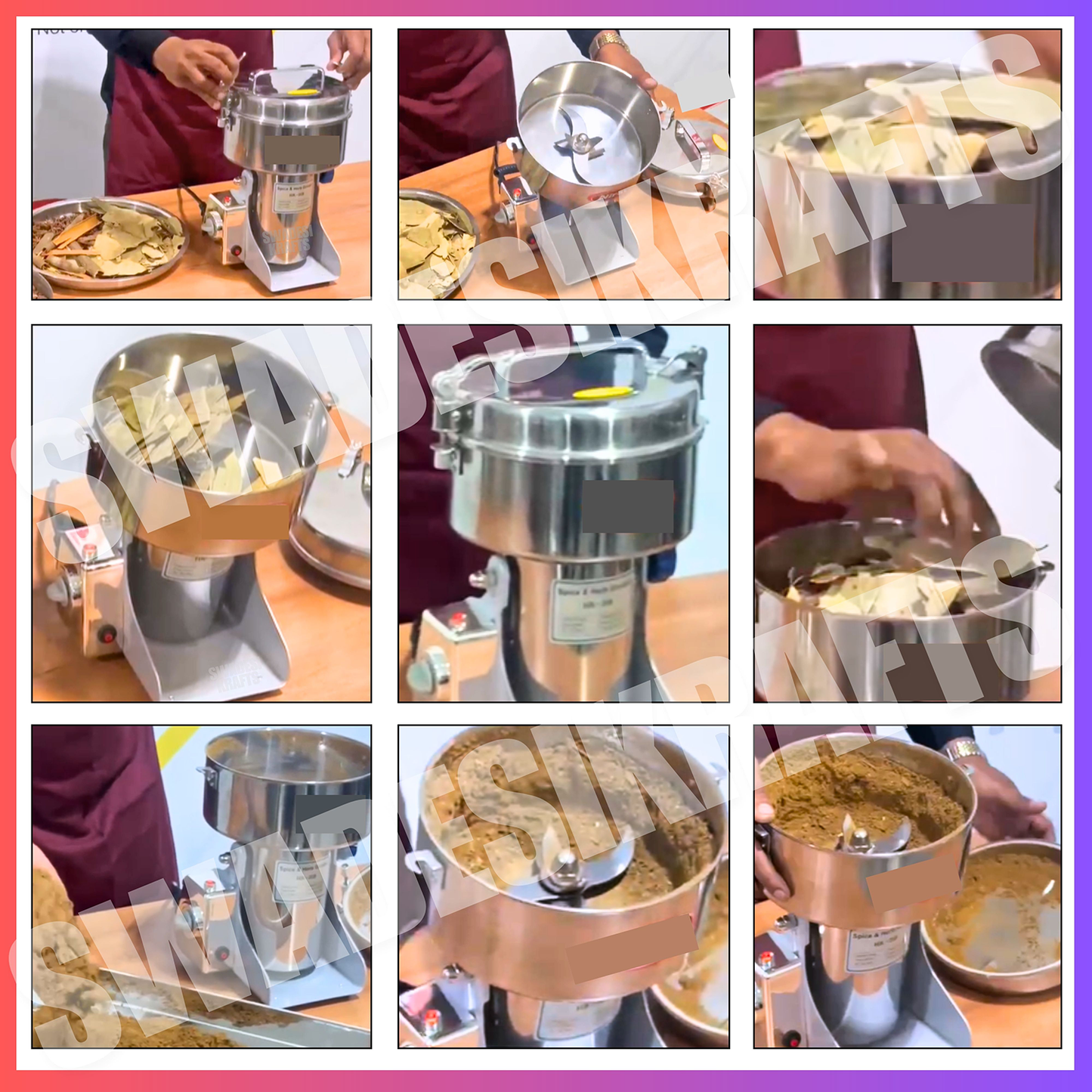 SWADESI KRAFTS Instant Masala Grinder Stainless Steel Body with 5000-Watt Motor Commercial Spice Grinder Size 13”X13”X19” Inch (LXWXH) is Used to Grinding Spices