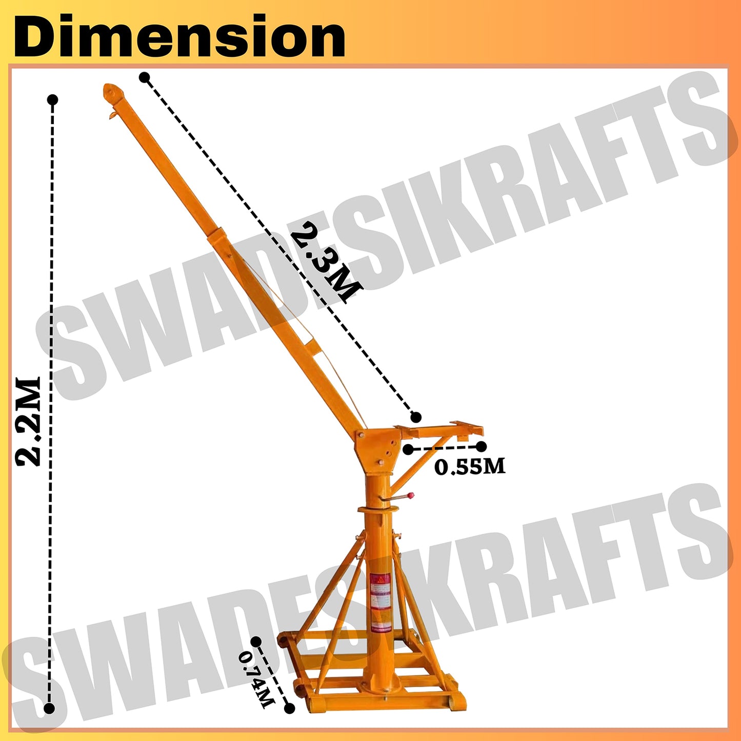 SWADESI KRAFTS Electric Mini Lifting Crane with 4HP Electric Motor with 2 Trolly | 8mm Wire Thickness | 40 Meter Length of the Wire and 57kg with 360 Adjustable Frame | Mini Crane Scale 500kg
