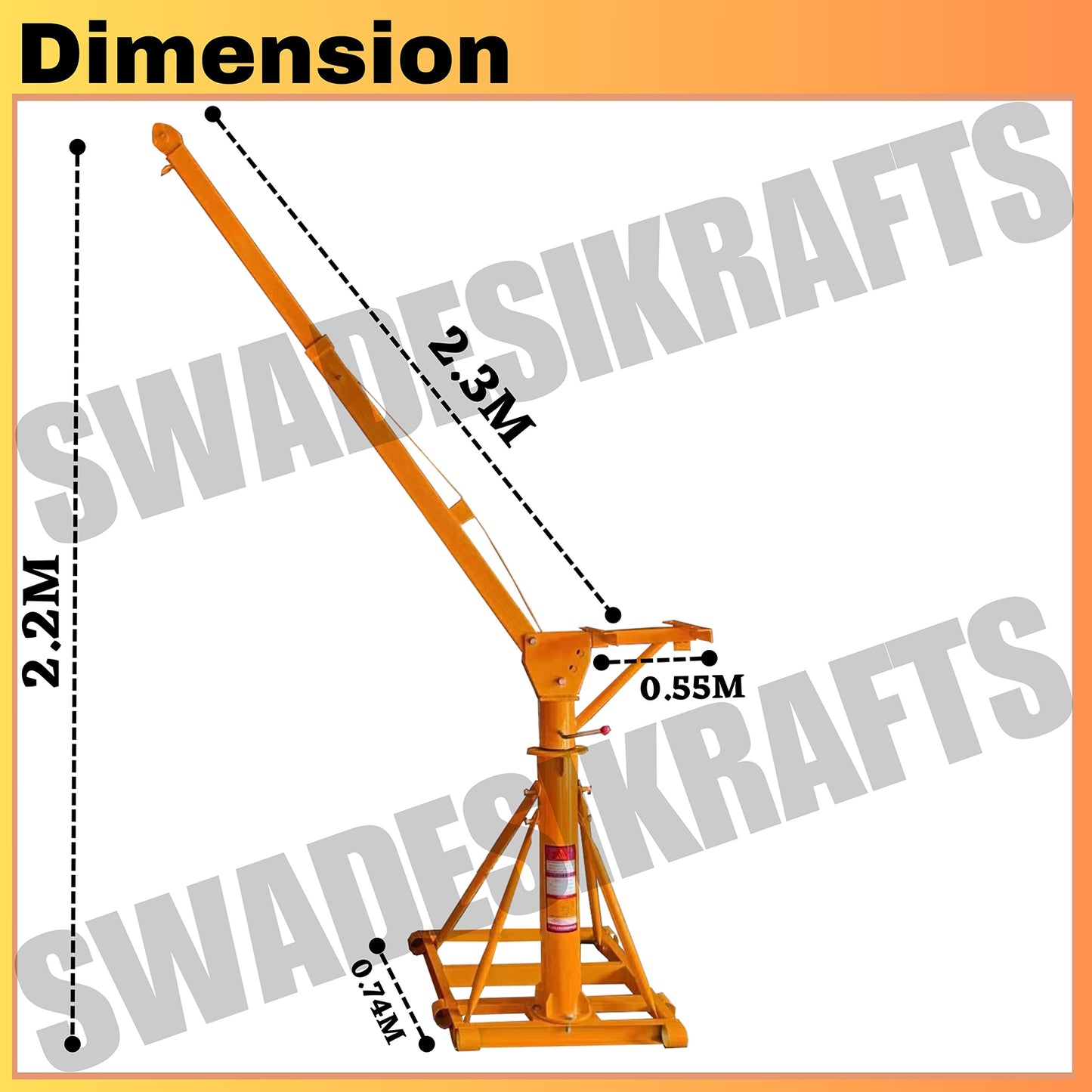 SWADESI KRAFTS Electric Mini Lifting Crane with 3HP Electric Motor |8mm Wire Thickness | 40 Meter Length of the Wire and 57kg with 360 Adjustable Frame | Mini Crane Scale 500kg