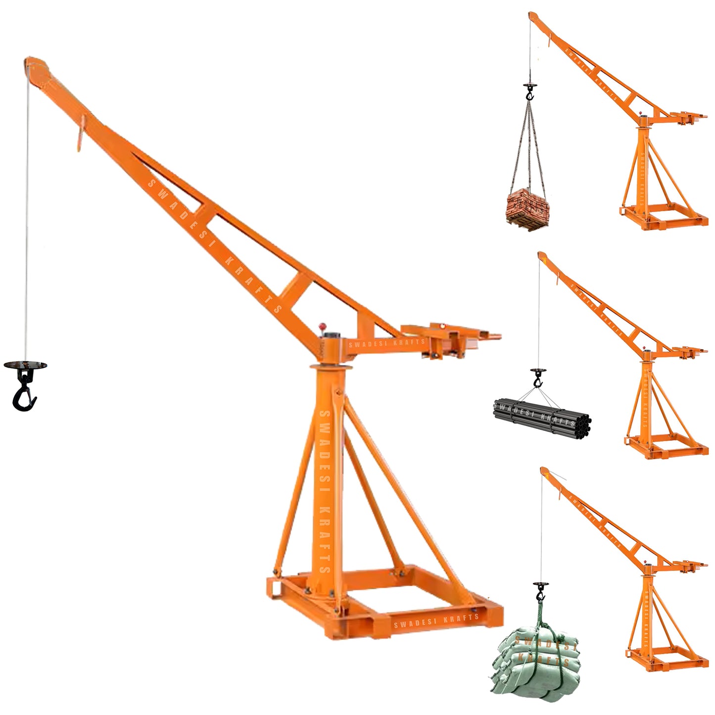 SWADESI KRAFTS Electric Mini Lifting Crane 53-55kg Frame | Mini Crane Scale 500kg (WITHOUT MOTOR)