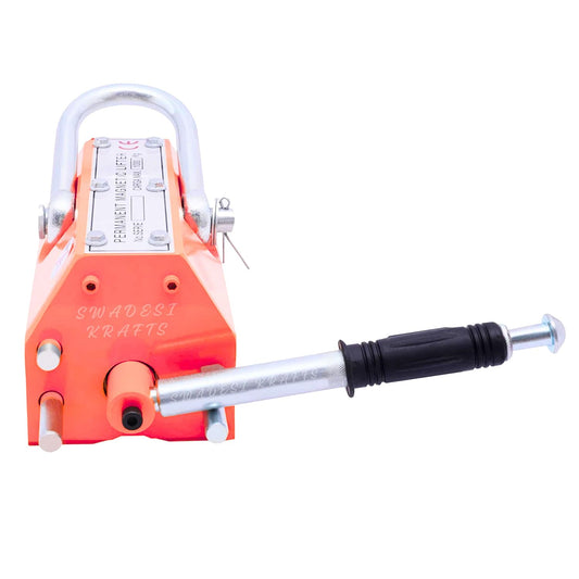 Heavy Duty Permanent Magnet Lifter Capacity 2000 kg Height 165mm x length395mm x bottom172mm and the Magnet Lifting Hoist for Steel Plate with MS material for magnet lifter weight 60kg