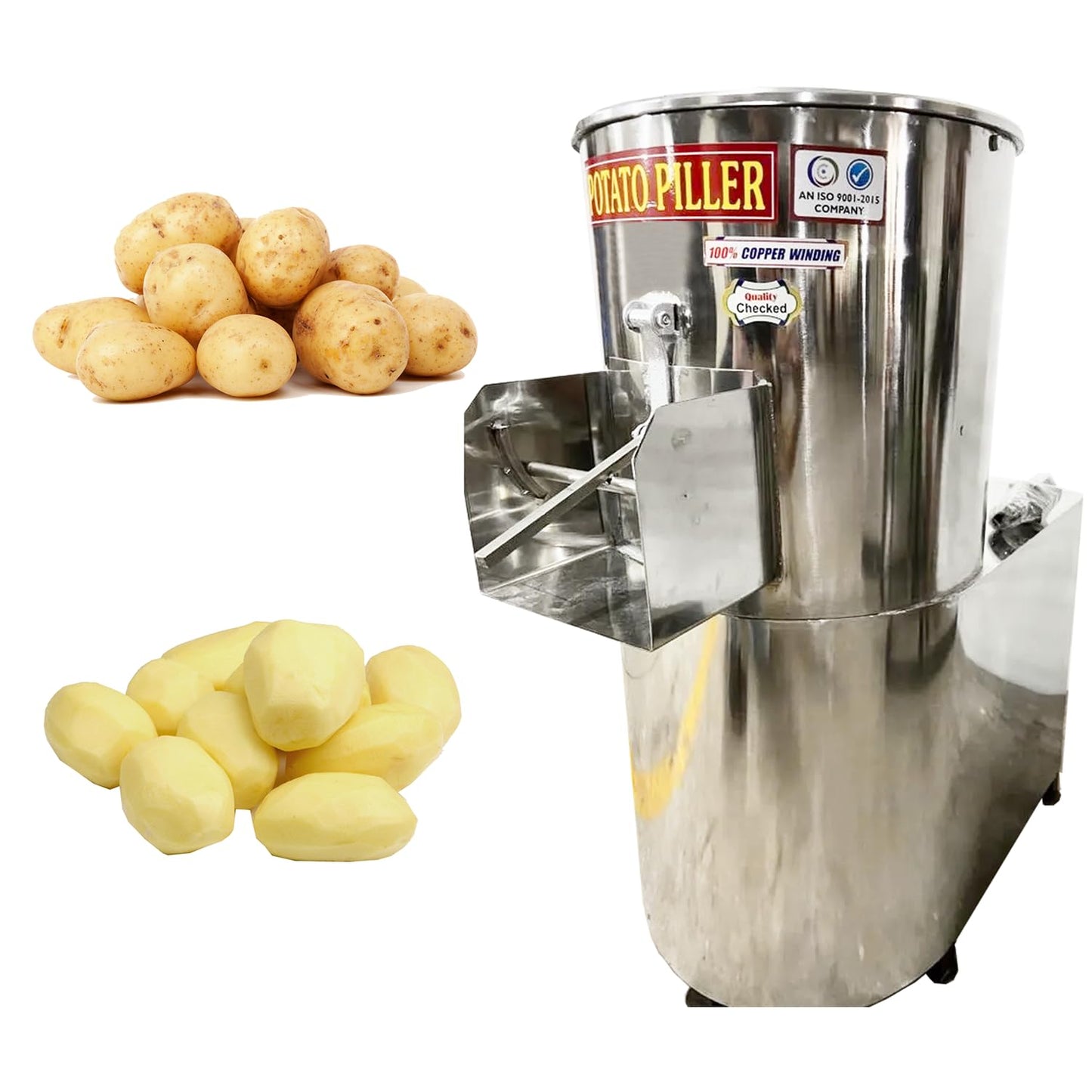 SWADESI KRAFTS 10Kg Automatic Potato Peeler Machine Electric Comes with 1-HP Motor Peel Potatoes, Beet Roots | Electric Peller for Vegetable Capacity 150-200kg/HR. A2