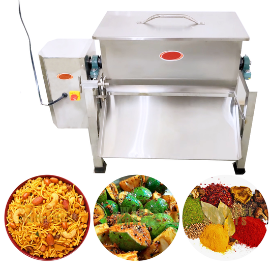 SWADESI KRAFTS Namkeen Mixing Machine Stainless Steel Body With 0.5 Hp Motor Masala Mixer Machine Size 41”X19”X32” Inch (LXWXH) Used for Mixing Different Type of Spices, Pickles and Etc.