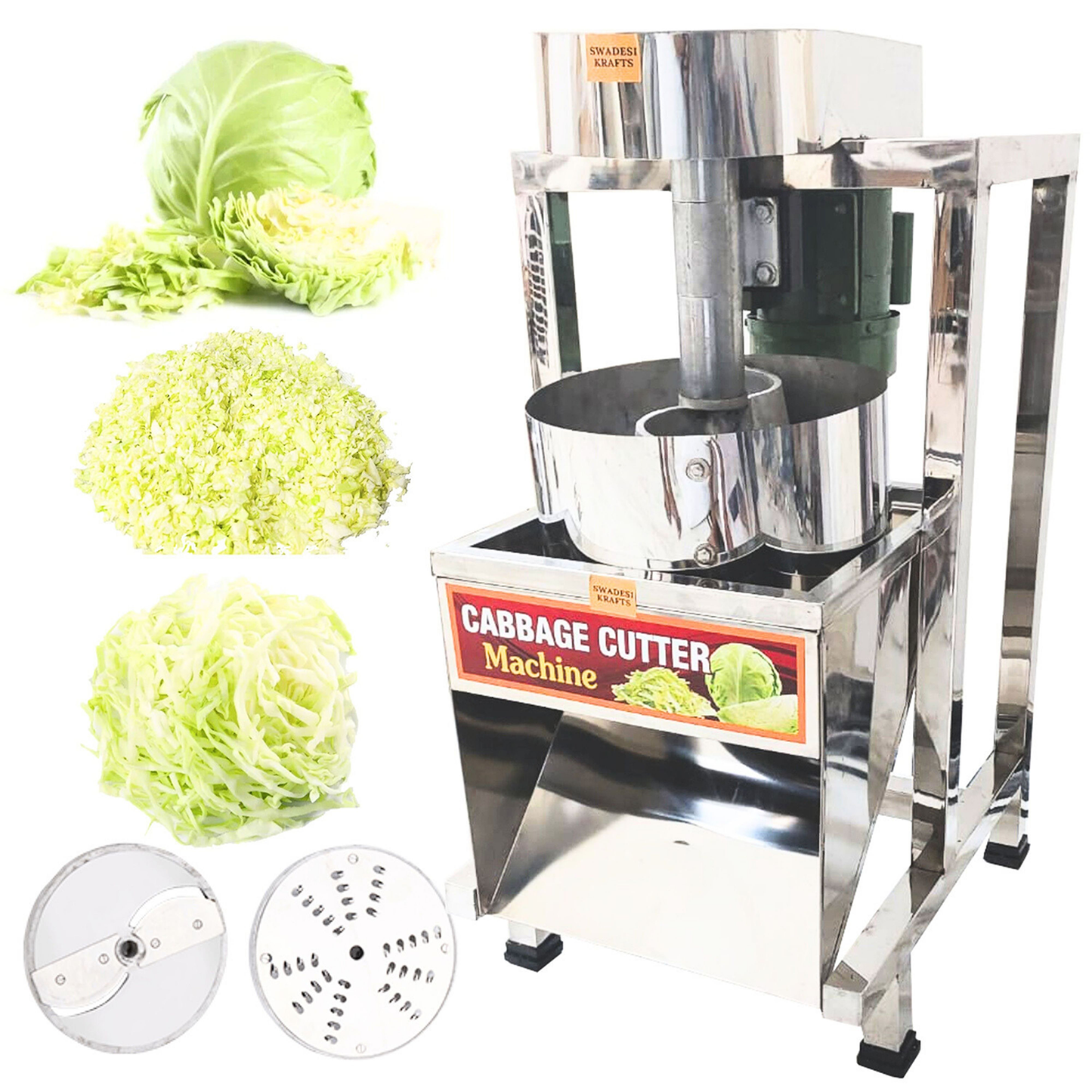 SWADESI KRAFTS Commercial Cabbage Cutting Machine for Hotel with 1hp Motor | Vegetable Cutter Machine for Kitchen is Capacity is 500-600kg/Hr A1