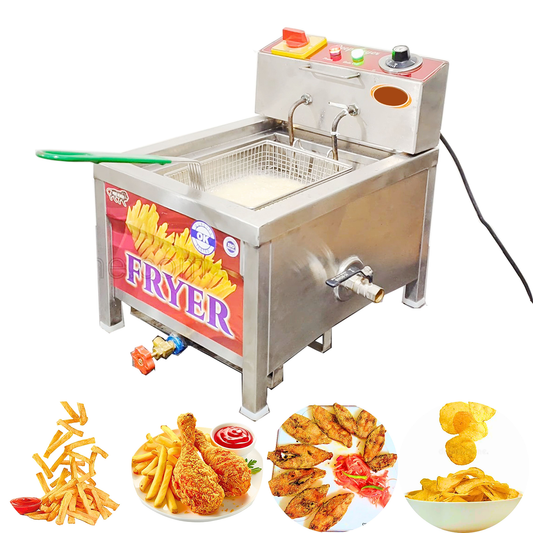 Swadesi Krafts Deep Fryer Machine Stainless Steel 202 Body With 3000-Watt Heater Automatic Deep Fryer Size 27”X16.5”X19” Inch (LXWXH) Used for Fry Samosa, French Fry, Bhature Etc