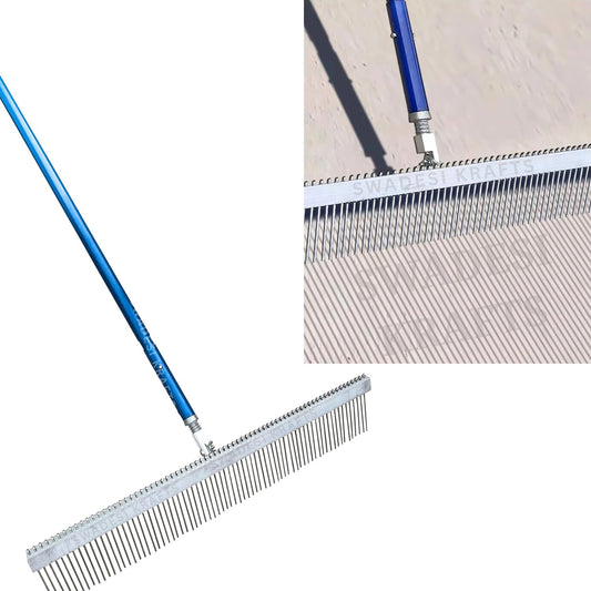 Concrete Texture Brush | Heavy Duty Bristles | Aluminium Handle | Surface Finishing Tool for Concrete Texturing and Anti-Skid Finishing