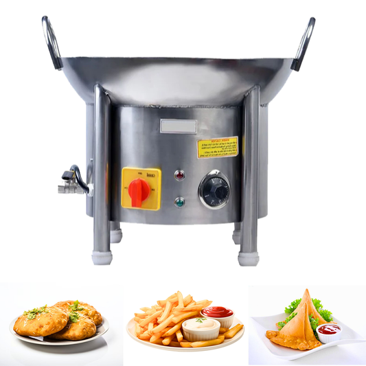 SWADESI KRAFTS Electric Kadai Commercial Stainless-Steel 202 Body With 3000 + 3000 Double Heater Commercial Fryer Electric Size 20”X22”X19” Inch (LXWXH) Used for Fry Like Samosa, Kachori