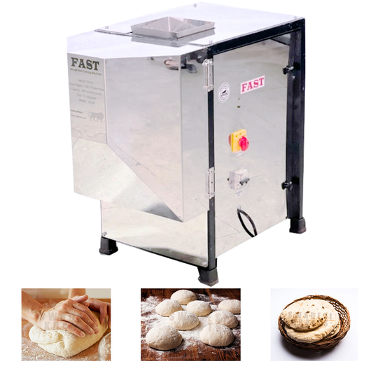SWADESI KRAFTS Dough Ball Cutting Machine Stainless Steel Body with 0.5 Hp Motor Peda Making Machine Size 26”X15”X24” Inch (LXWXH) Used for to Cook, Home Like Chapatis