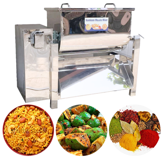 SWADESI KRAFTS Namkeen Mixing Machine Stainless Steel Body With 1.5 Hp Motor Masala Mixer Machine Size 61”X28”X45” Inch (LXWXH) Used for Mixing Different Type of Spices, Pickles and Etc.