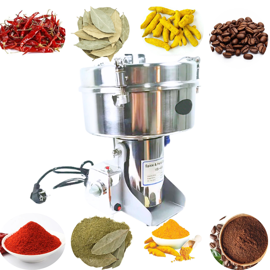 SWADESI KRAFTS Instant Masala Grinder Stainless Steel Body with 1800-Watt Motor Commercial Spice Grinder Size 9”X9.5”X15.5” Inch (LXWXH) is Used to Grinding Spices