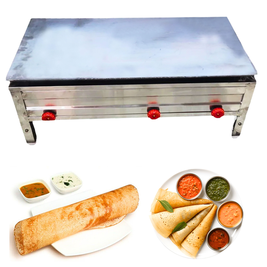 SWADESI KRAFTS Dosa Bhatti Stainless Steel Body With Plate Size 18"X36"X12" And Weight 41Kg For Making Dosa.