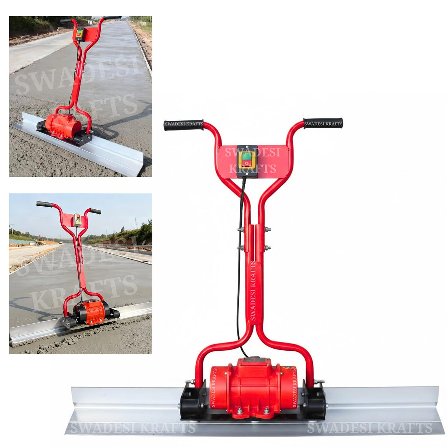 Electric Concrete Screed Vibrator Machine with 0.5 HP Motor | 4mtr Aluminium Surface Leveling Tool | Portable Power Screed for Road, Slab & Floor Finishing | Heavy Duty Construction Equipment