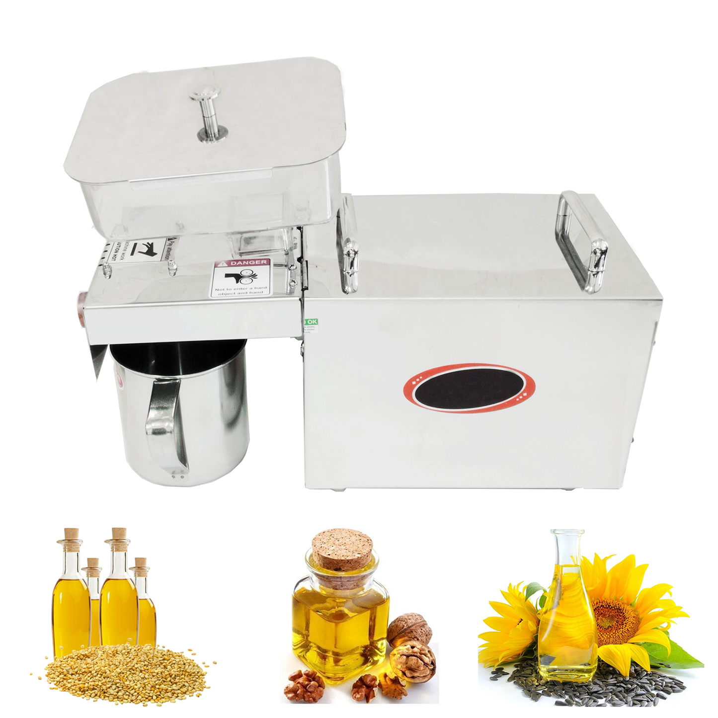 SWADESI KRAFTS Oil Pressing Machine Stainless Steel 202 Body 400-Watt Motor Single Phase Oil Pressing Machine for Home Size 18”X7”X13” Inch (LXWXH) Used for Pressing of Peanut, Almond Oil