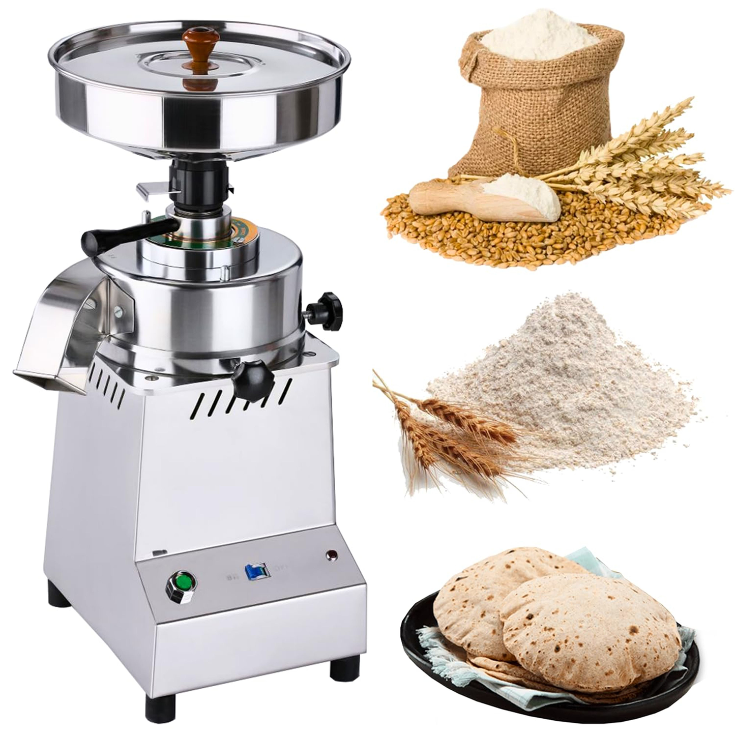 SWADESI KRAFTS Stainless Steel Domestic Flour Mill Machine for Business with 1.25hp Motor | Atta Chakki for Home Capacity is 7-8kg/Hr