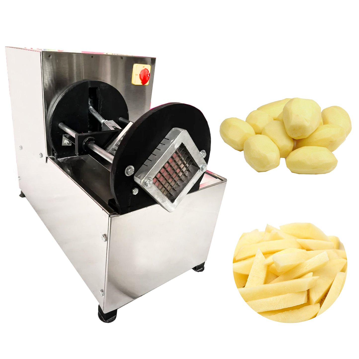 SWADESI KRAFTS Stainless Steel Electric French Fries Cutter Machine with 0.5hp Motor Capacity 200-250kg/Hr (Cutting Blade -7mm or 10mm) A5