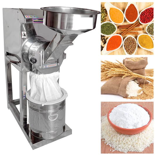 Swadesi Krafts Pulveriser Machine 1 Hp Stainless Steel Body with 1 Hp Motor Single Phase Pulveriser Machine Size 22”X13”X31” Inch (LXWXH) with 5 Jali Used for Mill Grains Like Wheat, Rice, and Spices