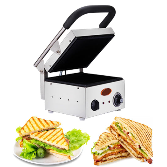 SWADESI KRAFTS Stainless Steel 202 Single Sandwich Griller 1100-Watt 2 Heater| Sandwich Grill Machine 11”X12” Inch 4pcs Sandwich |Size 18”X14”X10” Inch (LXWXH)