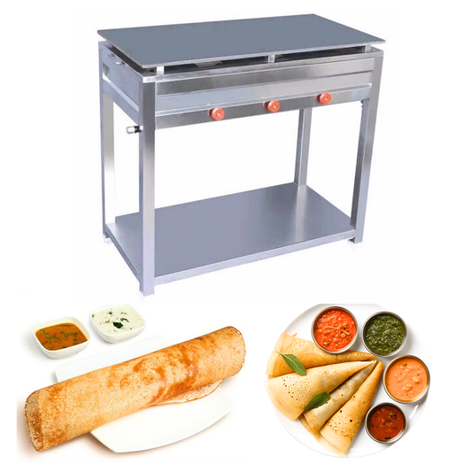 SWADESI KRAFTS Dosa Bhatti Stainless Steel Body with Plate Size 18"X36"X32" and Weight 47Kg for Making Dosa.
