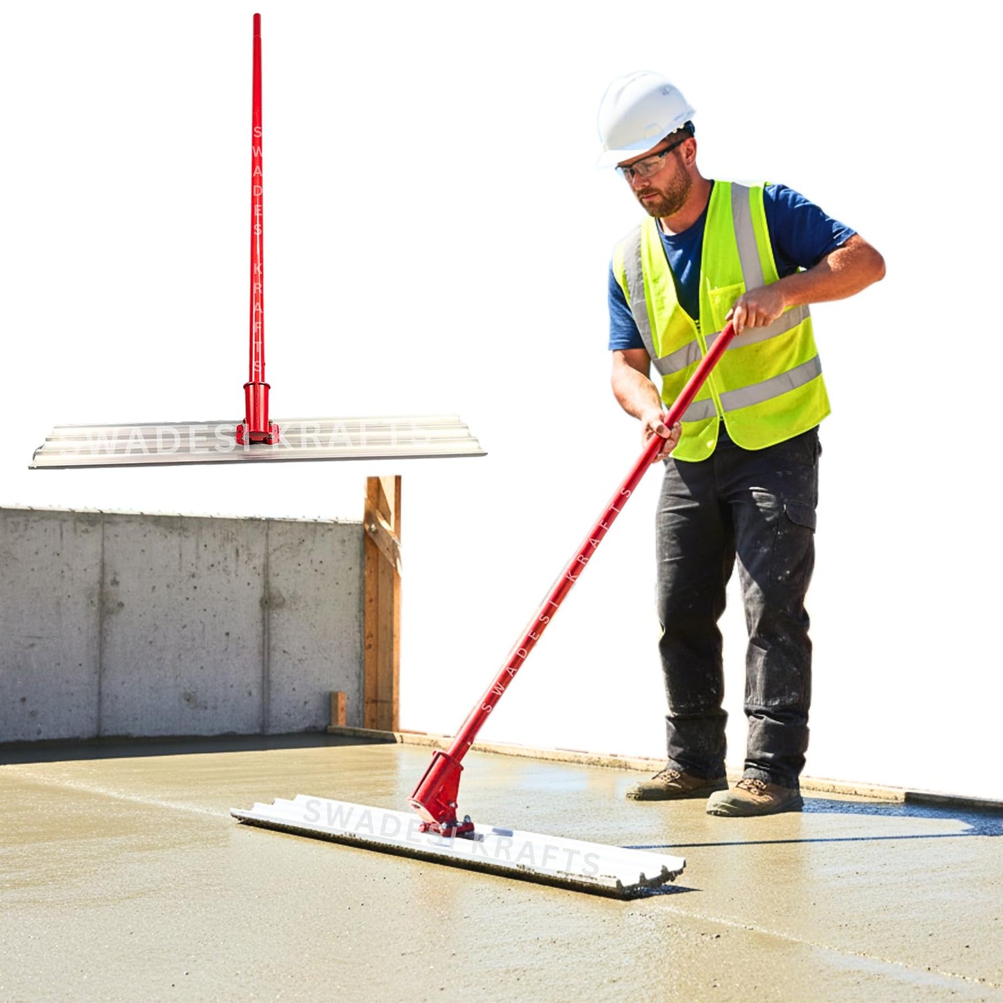 2 Meter Aluminium Blade | Concrete Surface Finishing Tool | Adjustable Handle | Heavy Duty Bull Floater for Construction Sites