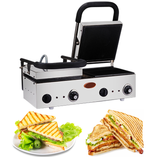 SWADESI KRAFTS Stainless Steel 202 Double Sandwich Griller 1100-Watt 4 Heater| Double Sandwich Maker 11”X12” Inch 8pcs Sandwich | Size 18”X25”X11” Inch (LXWXH)