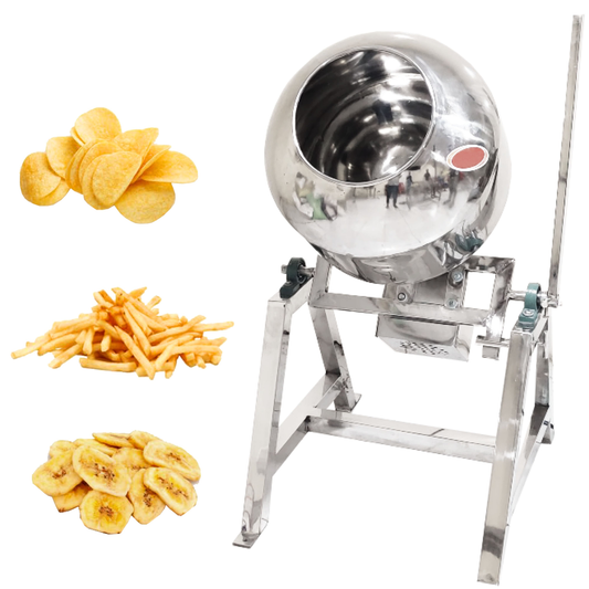 SWADESI KRAFTS Stainless-Steel Tilting Masala Coating Pan Machine With 1 Hp Motor | Chips Fryums Snacks Flavoring Machine D4