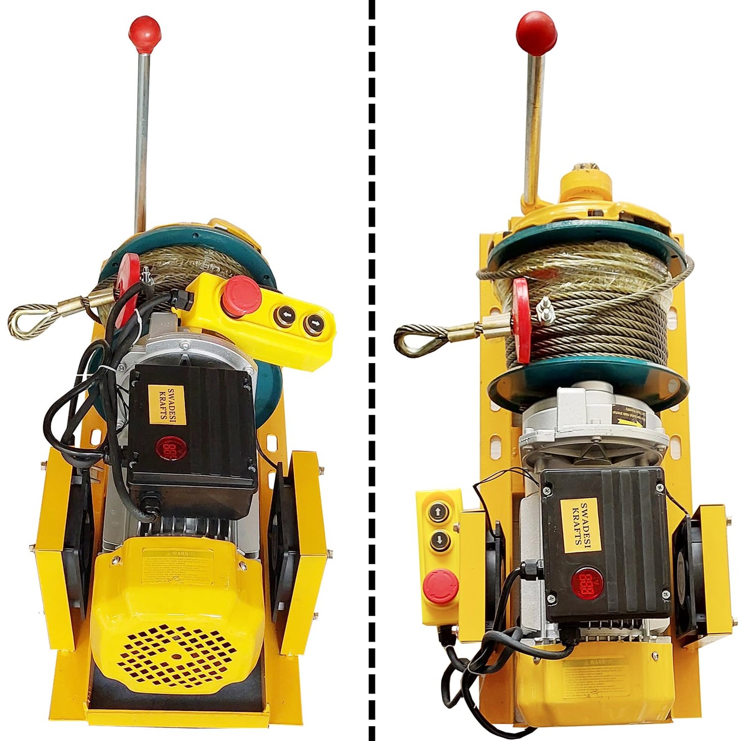 SWADESI KRAFTS 4HP Electric Motor of Mini Lifting Crane with cluch | 8mm Wire Thickness | 40 Meter Length of the Wire Mini Crane Motor Scale 500kg