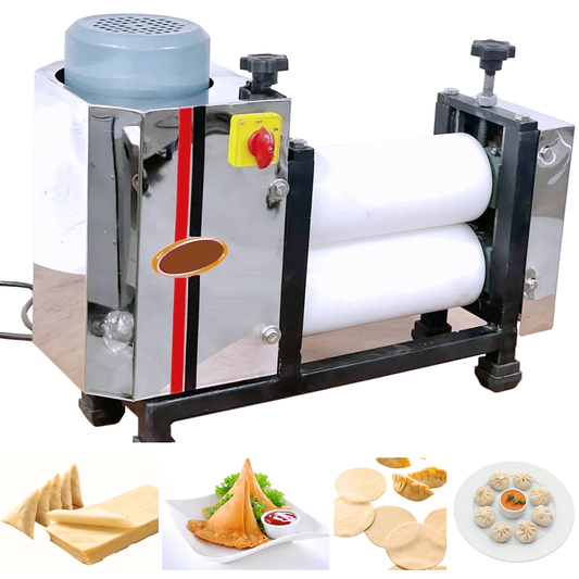 SWADESI KRAFTS Samosa Patti Machine with 0.25hp Motor & 2 Nonstick Roller| Momo Patti Machine Used in Hotel Restaurant for Making Samosa, Momos Kachori Gujia Sheet