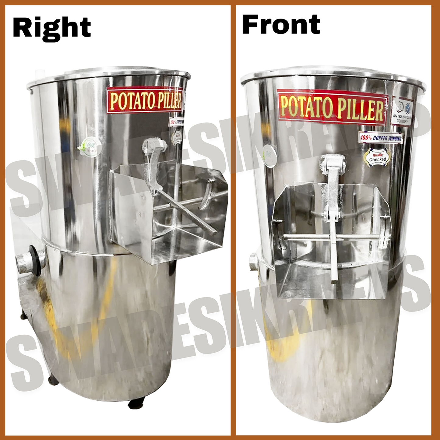 SWADESI KRAFTS 20Kg Automatic Potato Peeler Machine Electric Comes with 2-HP Motor Peel Potatoes, Beet Roots | Electric Peller for Vegetable Capacity 300-350kg/HR. A6