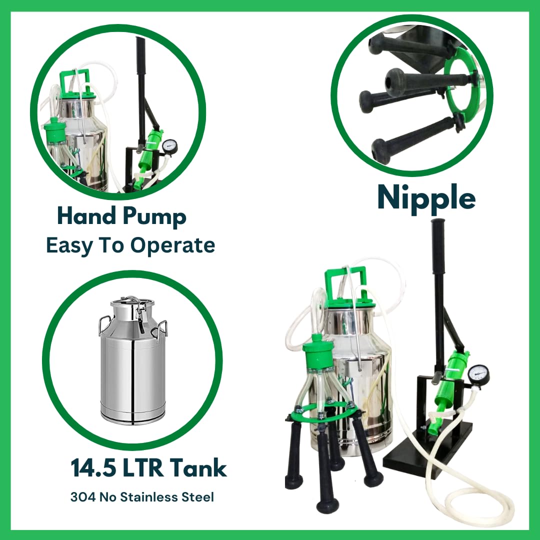 swadesi krafts Manual Rubber Cow Milking Machine For Cow Dairy (14.5 Ltr Bucket) (Compatible With Desi, Hf, Jersey Cow) (Non Compatible With Buffalo, Sahiwal, Kashmiri Cow) C6 - ?52L X 45W X 32.5H Cm
